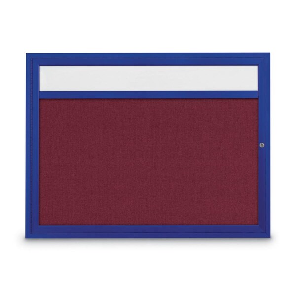 Slim Enclosed Corkboard, 30"x36", Satin Alum Frame/Burgundy